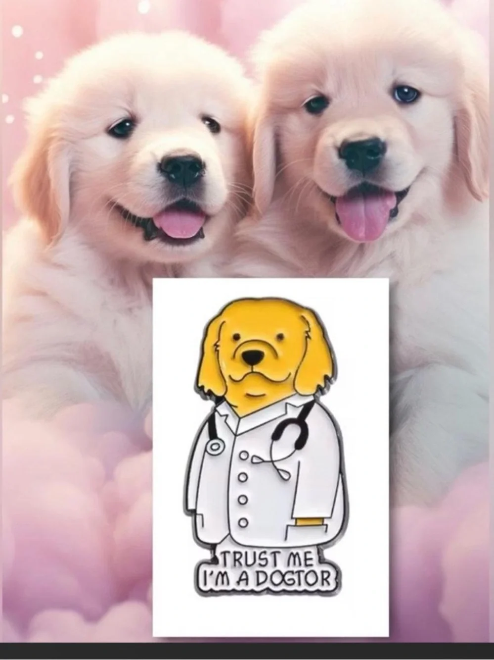 $3 Golden Retriever Dog Doctor Enamel Pin $3 WHEN BUNDLED with 3 OR MORE ITEMS